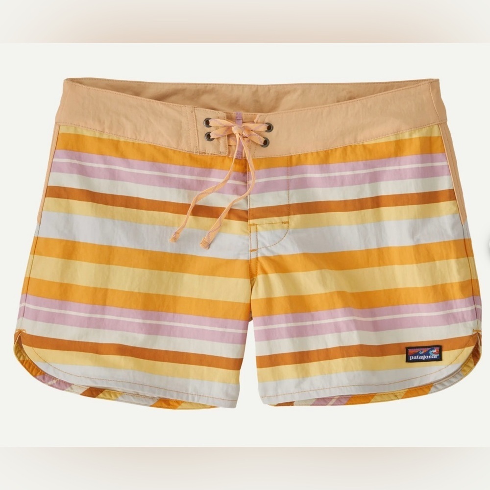 New Patagonia Yellow Multicolor Striped Board Shorts Size 8